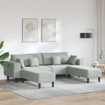 vidaXL bank / zetel 3 st Lichtgrijs Fluweel, Verzenden
