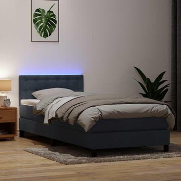 vidaXL Boxspring met matras en LED fluweel donkergrijs, Verzenden, Nieuw