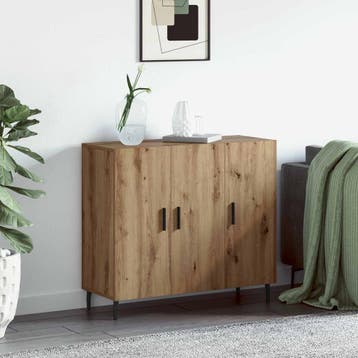 vidaXL Dressoir Artisan Eiken 90 x 34 x 80 cm Bewerkt hout, Verzenden, Nieuw