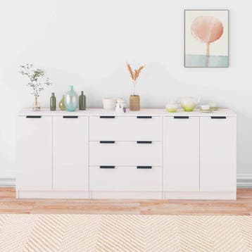 vidaXL 3-delige Dressoirs bewerkt hout wit, Verzenden
