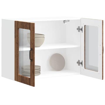 vidaXL Keukenbovenkast met glazen deur bewerkt hout oud, Verzenden