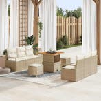 vidaXL Tuinbank Set met opslag 9 pcs Beige Poly rattan, Verzenden, Nieuw