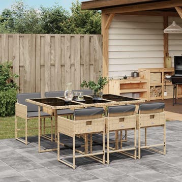 vidaXL Garden Dining Set 6 st 6-zits Gemengd beige, Verzenden, Nieuw
