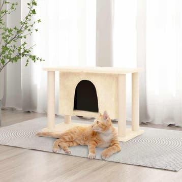 vidaXL Kattenmeubel met sisal krabpalen 50 cm crèmekleurig, Dieren en Toebehoren, Verzenden, Nieuw