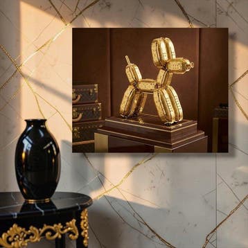AT9 - Golden Balloon Dog: LV Bricks - Canvas 50x40cm -