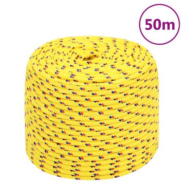 vidaXL Boottouw 8 mm 50 m polypropyleen geel, Verzenden, Nieuw