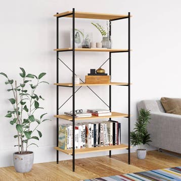 vidaXL Opbergrek 5-laags 80x40x163 cm zwart en eikenkleurig, Verzenden