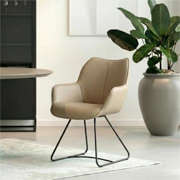 Set van 6 Leren eetkamerstoelen Magic - Hermes Mocca, Ophalen of Verzenden