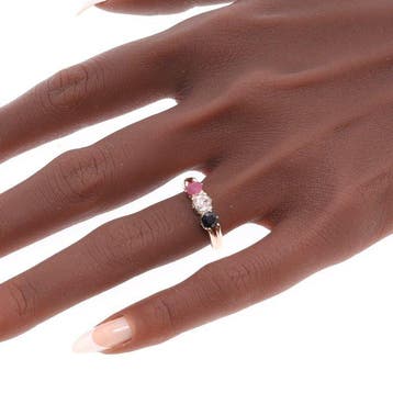Ring - 18 karaat Roségoud - 0.55ct. tw. Robijn - Saffier -, Nieuw