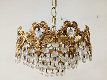 Lamp - Vintage plafondlamp van geperforeerde messing en