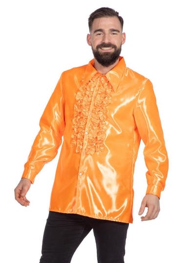 Disco Blouse Ruches Oranje, Verzenden, Nieuw