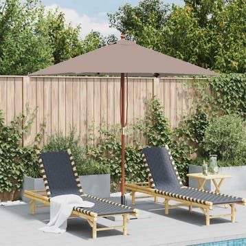 vidaXL Parasol met houten paal 150x200 cm taupe, Verzenden