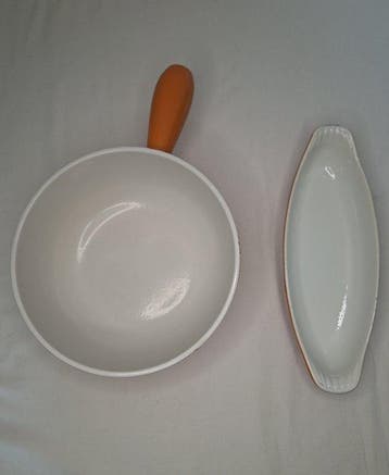 Le Creuset, DRU - Casserole (2) - Fonte émaillée, Antiquités & Art