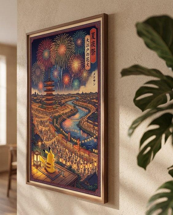 MEDSAN - Pikachus Summer Fireworks () - UNIQUE WORK, Antiquités & Art, Art | Objets design