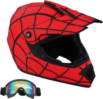 Crosshelm set Spiderman | Tweede kansje | OP = OP, Motoren, Kleding | Motorhelmen, Overige merken, Kinderen, Tweedehands, Offroadhelm