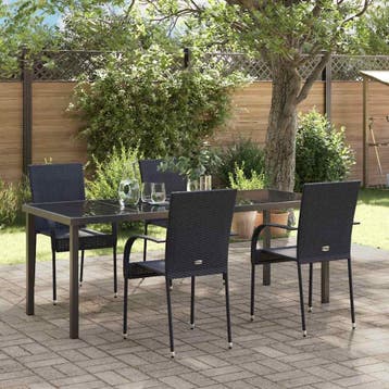 vidaXL Tuin Eettafel Set 5 st Zwart Gepoedercoat staal, Verzenden
