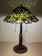 XXL Tiffany stijl tafellamp WHISPERING LOTUS lamp met 2, Antiek en Kunst