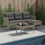 vidaXL Tuinbank Set met kussen 2 pcs poly rattan, Verzenden