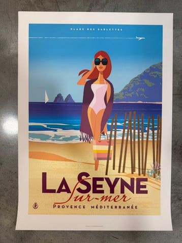 Monsieur Z - Affiche de Tourisme La Seyne Sur-Mer - Plage, Antiquités & Art