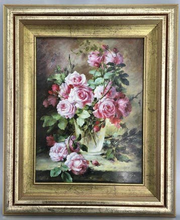 Maler Loy - Elegantes Blumenstillleben mit Rosa Rosen –
