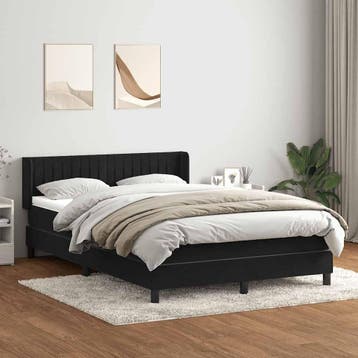 vidaXL Boxspring met matras fluweel zwart 160x210 cm, Verzenden, Nieuw