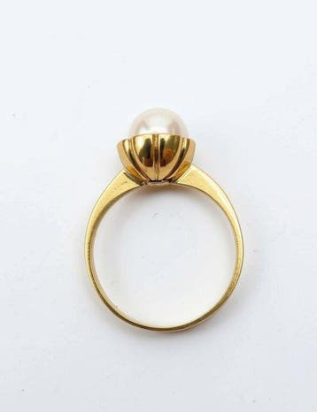 Ring - 18 karaat Geel goud Parel, Nieuw