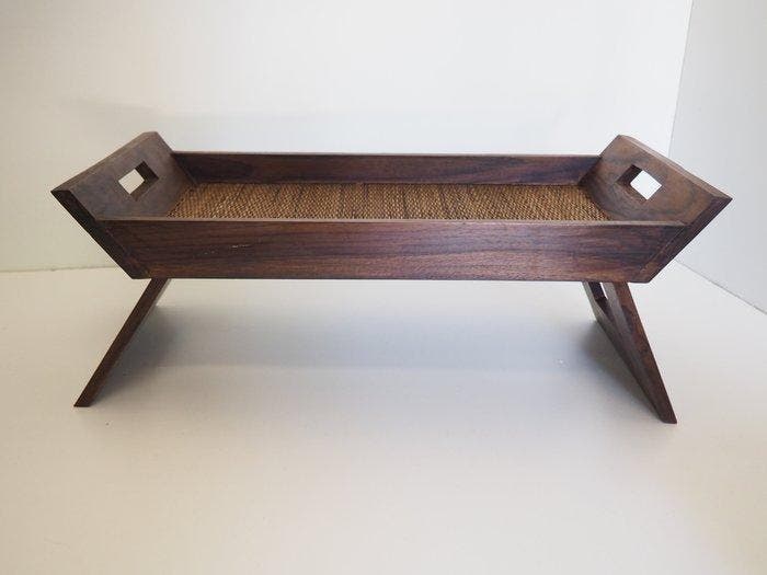 Plateau - Rotin, Bois - Plateau de lit en rotin avec support, Antiek en Kunst, Kunst | Designobjecten