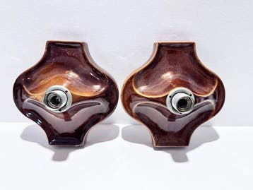 Hustadt Leuchten - Wandlamp - Aluminium, Keramiek - Een paar, Antiek en Kunst