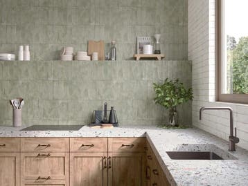 Wandtegel Arcadia Sartoria Green Groen Glans 6,5x26, Nieuw, 20 tot 40 cm, 10 m² of meer, Wandtegels