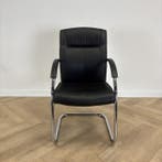 vergaderstoel, zwart leder - chroom