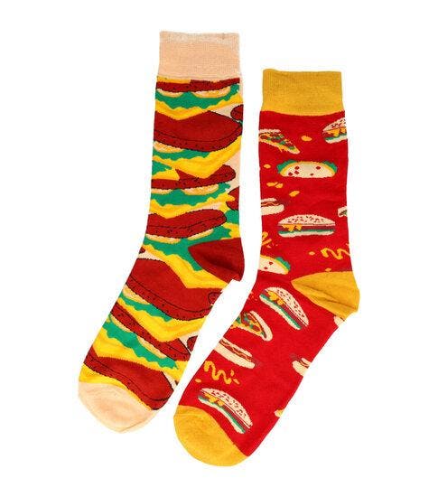 Sokken katoen - hamburger fastfood print - rood geel - maat, Kleding | Dames, Sokken en Kousen