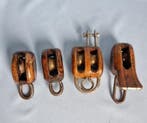 Katrollen / blokken, Ship’s pulley (4) - Messing, Hout,
