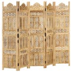 vidaXL Kamerscherm 5 panelen handgesneden 200x165 cm massief, Verzenden