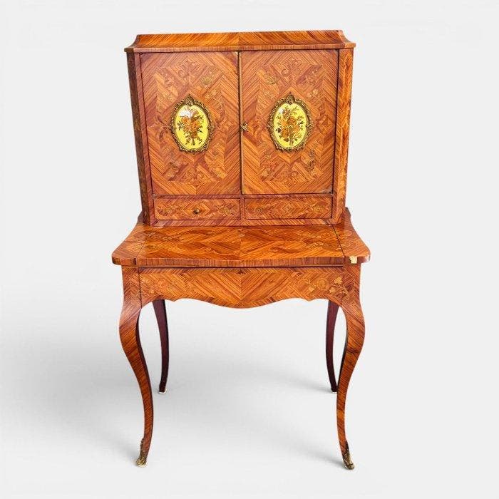 Bureau - Hout, Brons - Schrijfbureau uit de jaren 40, Antiek en Kunst, Antiek | Overige Antiek