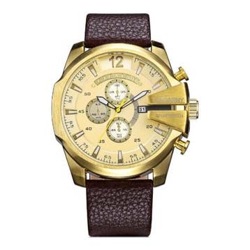 Vintage Militair Horloge voor Heren - Leren Bandje Kwarts, Verzenden