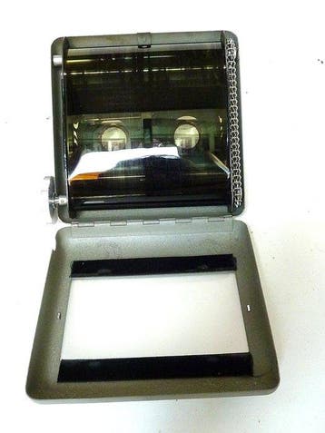 Weizsacker metaal stereoviewer met groot formaat diafilm (12