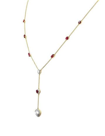 Collier - 14 carats Or jaune - 2.15ct. tw. Rubis - Diamant -, Nieuw
