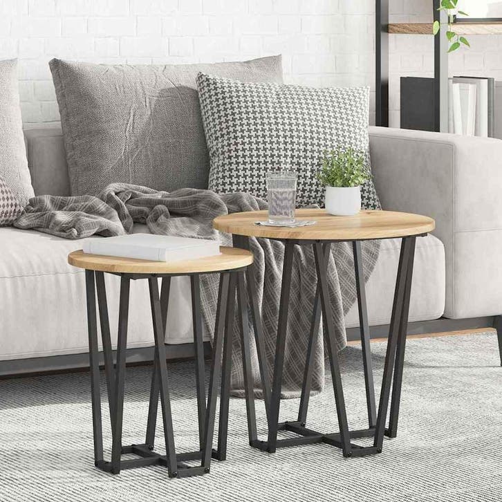 vidaXL Bijzettafelset 2 st Artisan Eik en Zwart 50 x 50 x, Maison & Meubles, Tables | Tables d'appoint, Envoi