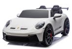 Kinderauto PORSCHE GT3 wit,2 zitter, Mp4, leder, eva, FM, BT, Ophalen of Verzenden