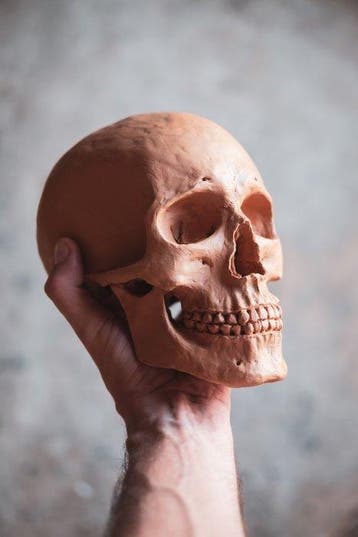 Arcangelo Ambrosi - Skull - Hand Sculpted Terracotta, Antiek en Kunst