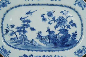 Qianlong (1735-1796) - Serveerschaal - Pavilion with Lotus