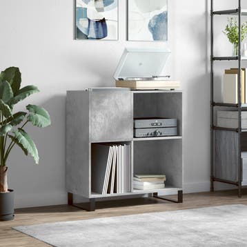 vidaXL Platenkast 84,5x38x89 cm bewerkt hout betongrijs, Huis en Inrichting, Woonaccessoires | Cd- en Dvd-rekken, Verzenden, Nieuw