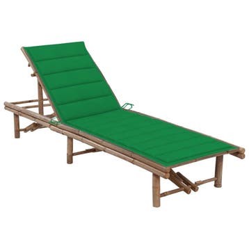 vidaXL Ligbed met kussen bamboe, Tuin en Terras, Verzenden, Nieuw