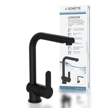 Schutte London keukenkraan mat zwart - Uittrekbare douche..., Verzenden