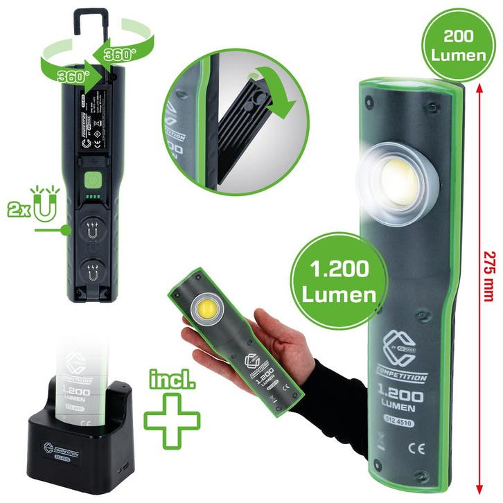 Competition LED Werklamp 1200 Lumen met Dockingstation, Auto diversen, Autogereedschap, Nieuw, Verzenden