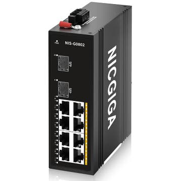 Nicgiga - 10 poort 8xRJ45 2xSFP - ethernet switch / netwerk, Bricolage & Construction, Électricité & Câbles, Verzenden
