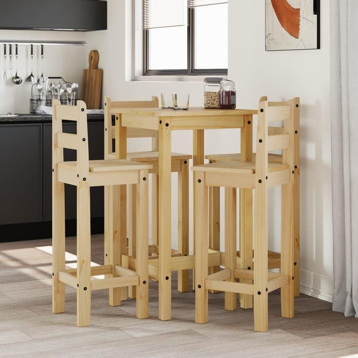 vidaXL 5-delige Barset massief grenenhout, Huis en Inrichting, Complete eetkamers, Nieuw, Verzenden