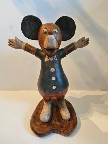 Mickey Mouse, Minnie Mouse - 2 - Vintage Hand-Carved Painted, Nieuw