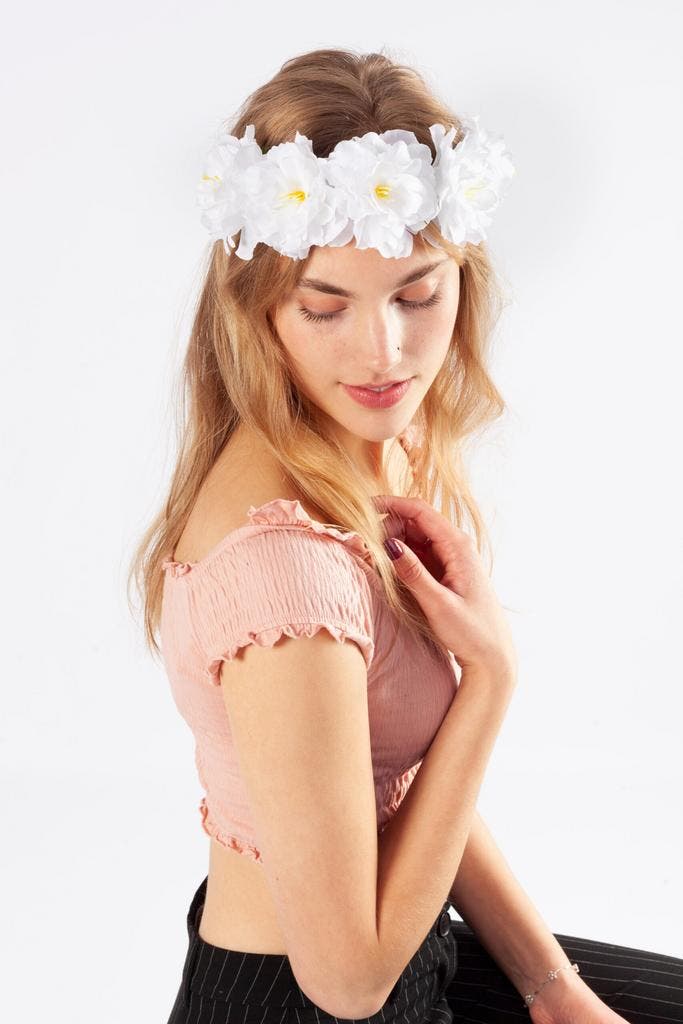 KIMU® Bloemenkrans Haar Hibiscus Wit Witte Hawaii Bloemen Ha, Kleding | Dames, Carnavalskleding en Feestkleding, Nieuw, Ophalen of Verzenden