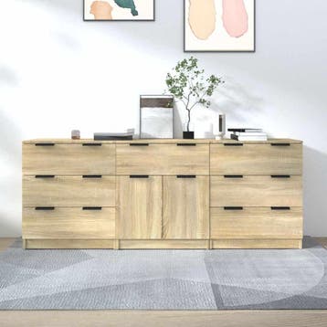 vidaXL 3-delige Dressoirs bewerkt hout sonoma eiken, Verzenden